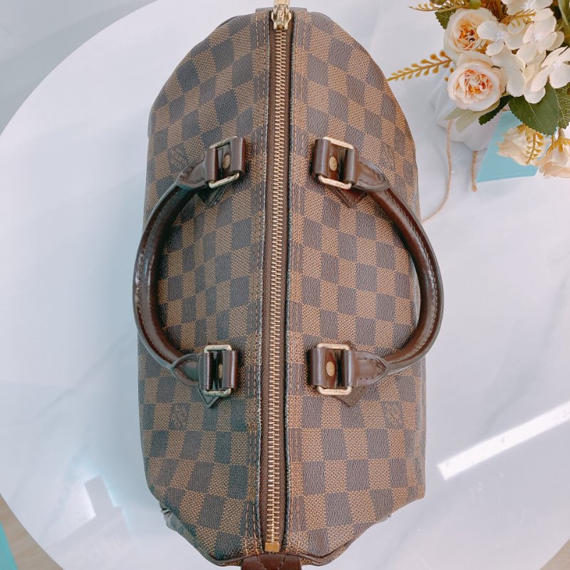 MS0326 路易威登 棕棋盤 帆布 手提 枕頭包 Louis Vuitton Speedy 30 Handbag Damier Canvas x GHW-10