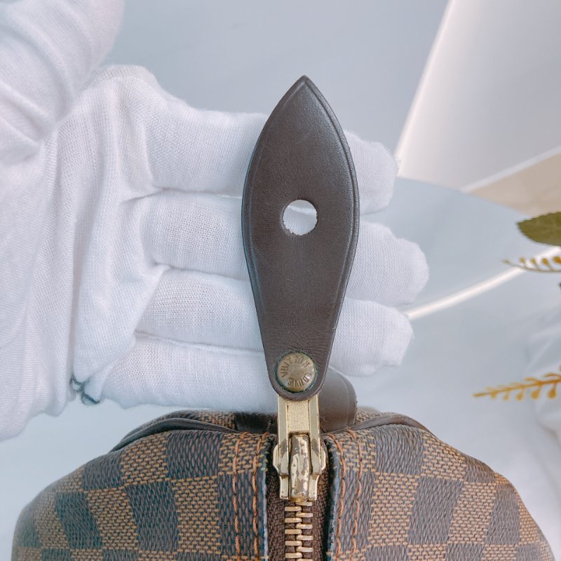 MS0326 路易威登 棕棋盤 帆布 手提 枕頭包 Louis Vuitton Speedy 30 Handbag Damier Canvas x GHW-13