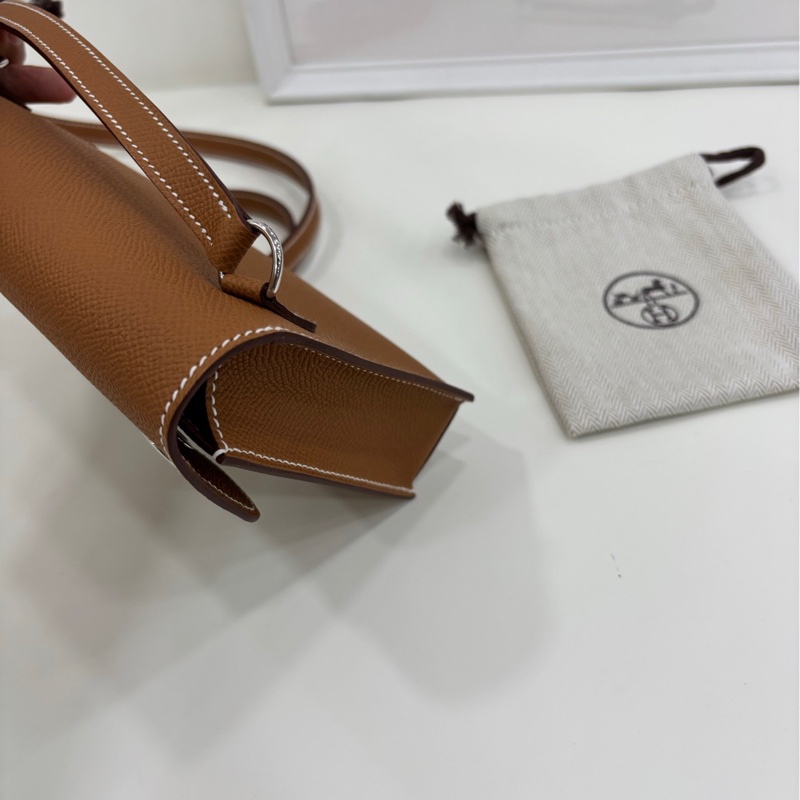 Hermes 愛馬仕Snap wallet 肩背斜背包 金棕銀扣 Epsom皮 W刻 閒置未使用過-5