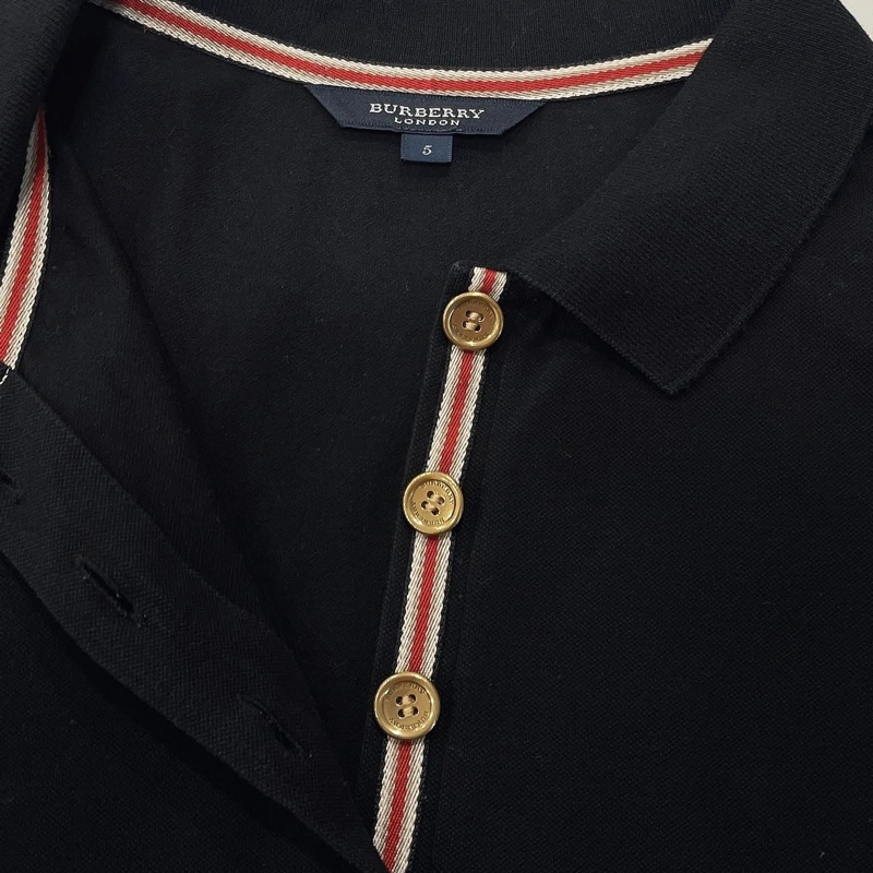 Burberry 倫敦 金扣POLO戰馬上衣 黑-5