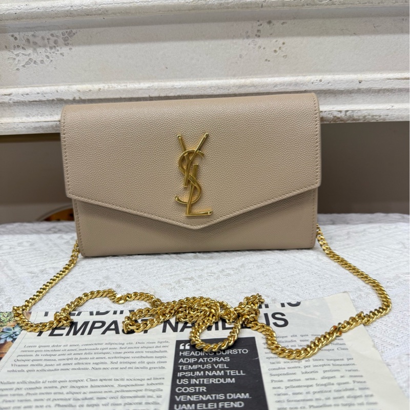 YSL 信封包奶茶色-0