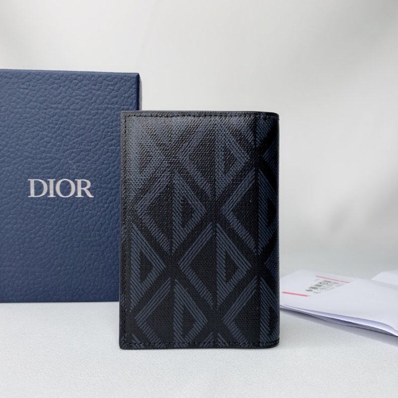 DIOR 黑藍色Diamond直式雙折卡夾-1