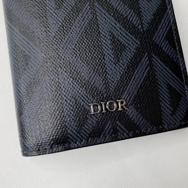 DIOR 黑藍色Diamond直式雙折卡夾-7