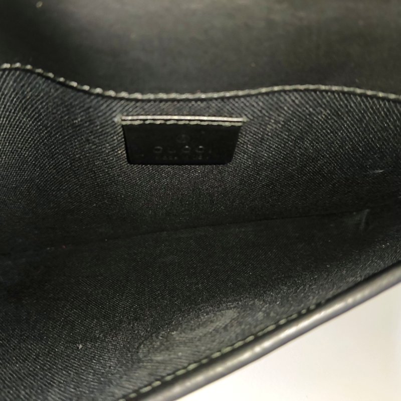 GUCCI Neo Vintage 黑色塗層帆布老花腰包腰包/胸包 銀色五金-6