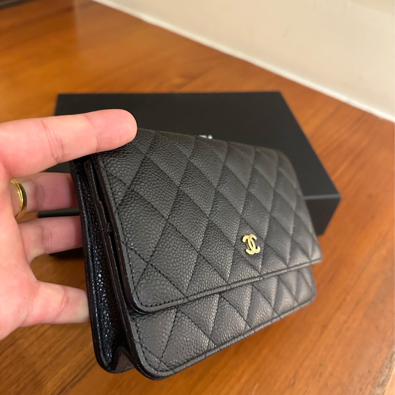 CHANEL 黑荔枝金雙C釦式WOC鏈包-2