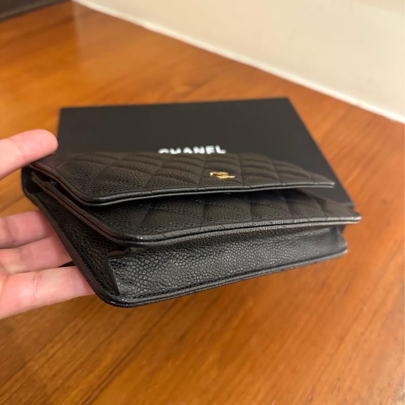 CHANEL 黑荔枝金雙C釦式WOC鏈包-3