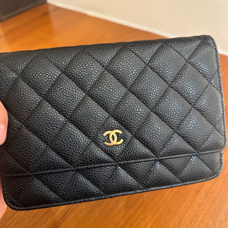 CHANEL 黑荔枝金雙C釦式WOC鏈包-5