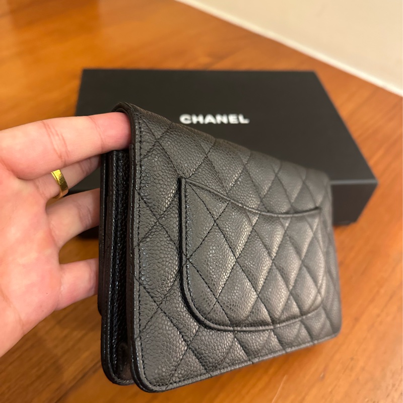 CHANEL 黑荔枝金雙C釦式WOC鏈包-7