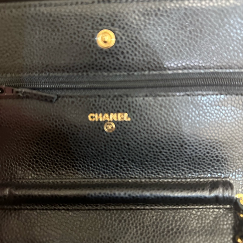 CHANEL 黑荔枝金雙C釦式WOC鏈包-12