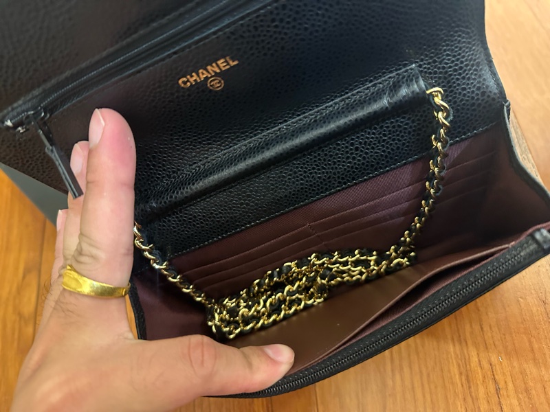 CHANEL 黑荔枝金雙C釦式WOC鏈包-13