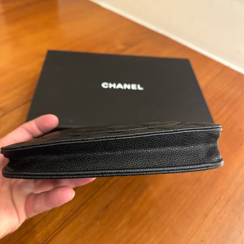 CHANEL 黑荔枝金雙C釦式WOC鏈包-18