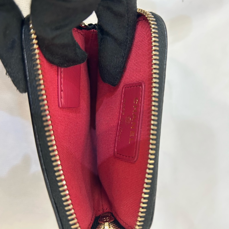 Chanel黑羊皮19系列吐司零錢包-7