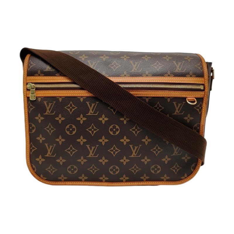 LOUIS VUITTON BOSPHORE 大號棕色塗層帆布老花肩背包斜背包 金色五金 2006年-0