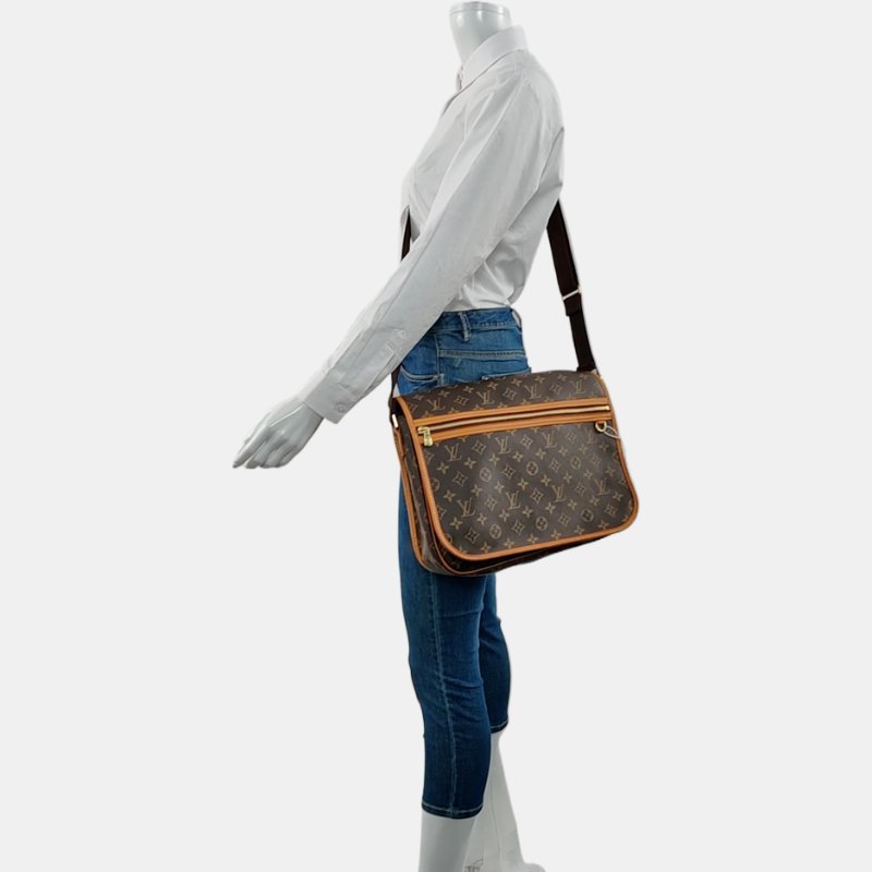 LOUIS VUITTON BOSPHORE 大號棕色塗層帆布老花肩背包斜背包 金色五金 2006年-1