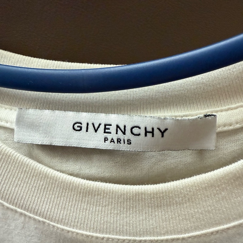GIVENCHY男款刺繡黑字薄白T-7