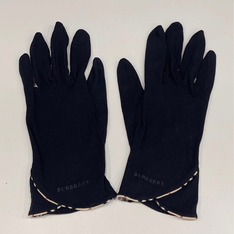 Burberry 經典格紋滾邊夏款防曬手套 黑