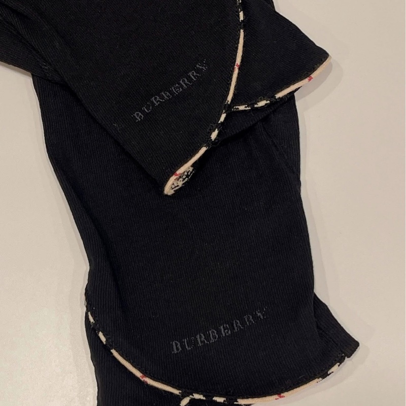Burberry 經典格紋滾邊夏款防曬手套 黑-1