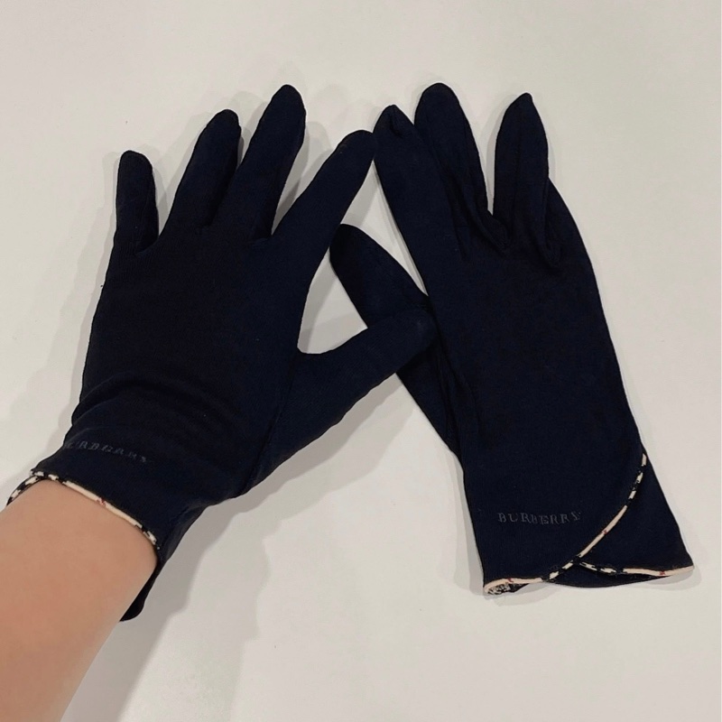 Burberry 經典格紋滾邊夏款防曬手套 黑-3