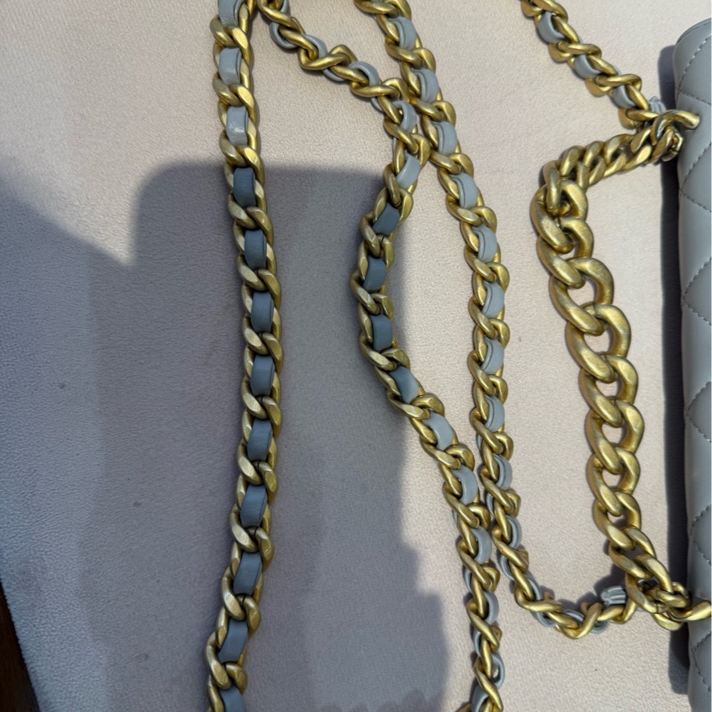Chanel 灰色 粗链 风琴 单肩包 芯片款-2
