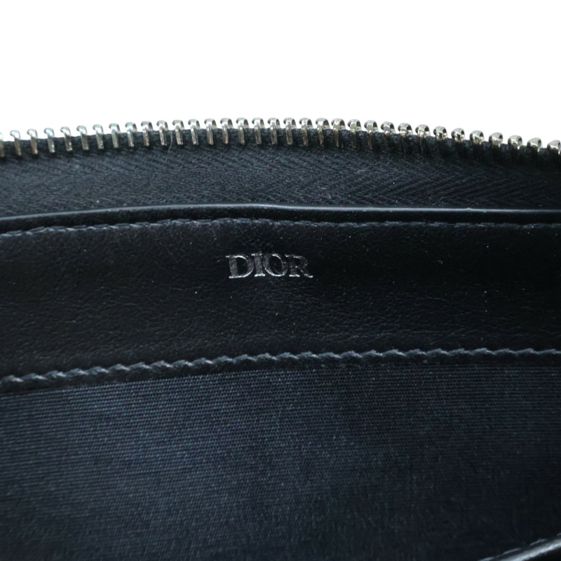 藍色 緹花帆布 拉鍊長夾【Dior 迪奧】-6