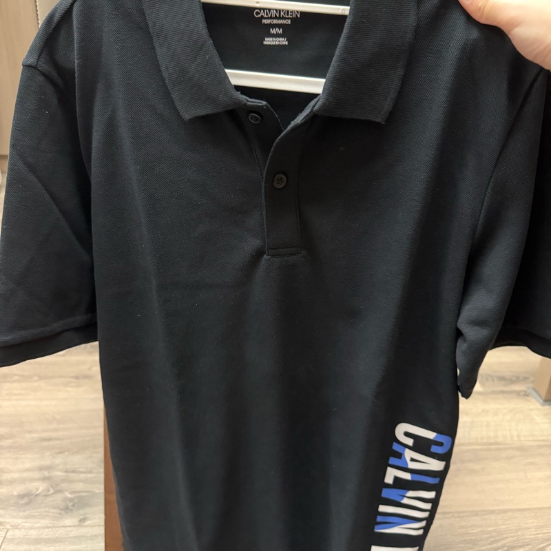 CK男款藍白字樣黑色Polo衫-0