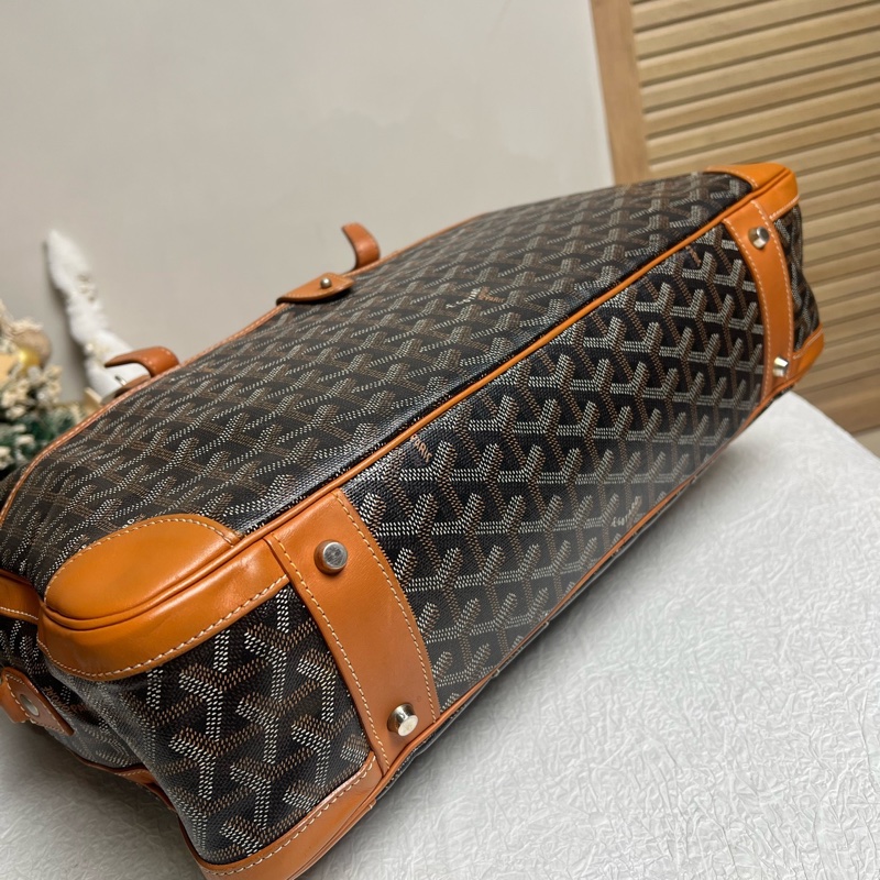 GOYARD 棕色 Ambassade 老花帆布拼皮 手提包 電腦公事包-5