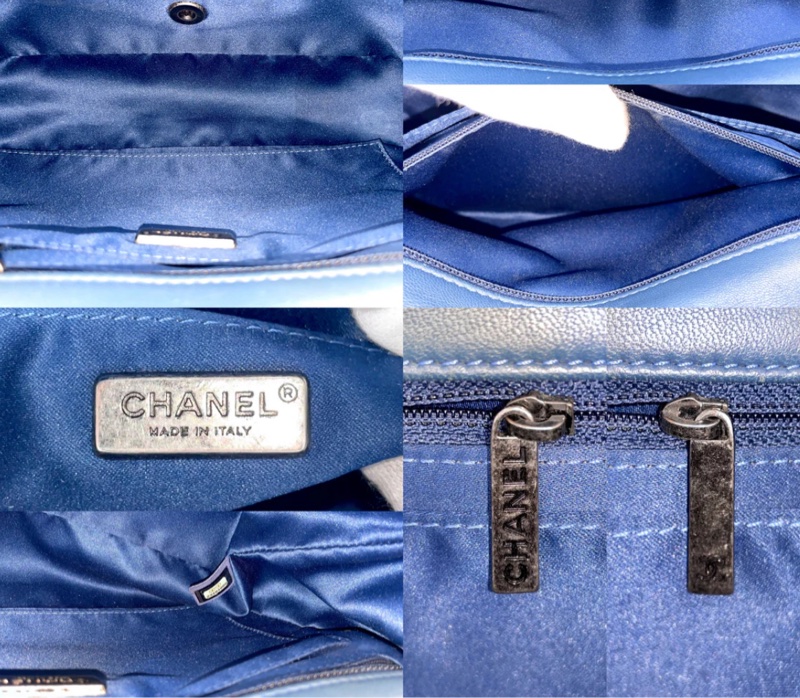「JL精品代購」9新 Chanel稀有美品秀款古巴限定藍色亮片CF雙鏈條翻蓋包-8
