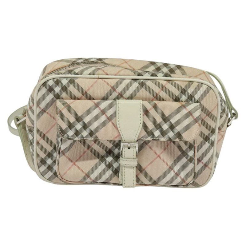 【日本直送】BURBERRY Nova 格紋藍標單肩包帆布粉紅銀色正品 127833-1