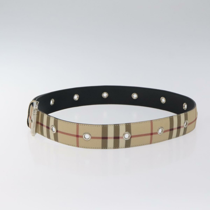 【日本直送】BURBERRY Nova 格紋腰帶 PVC 38.6 吋米色銀色正品 127839V-3