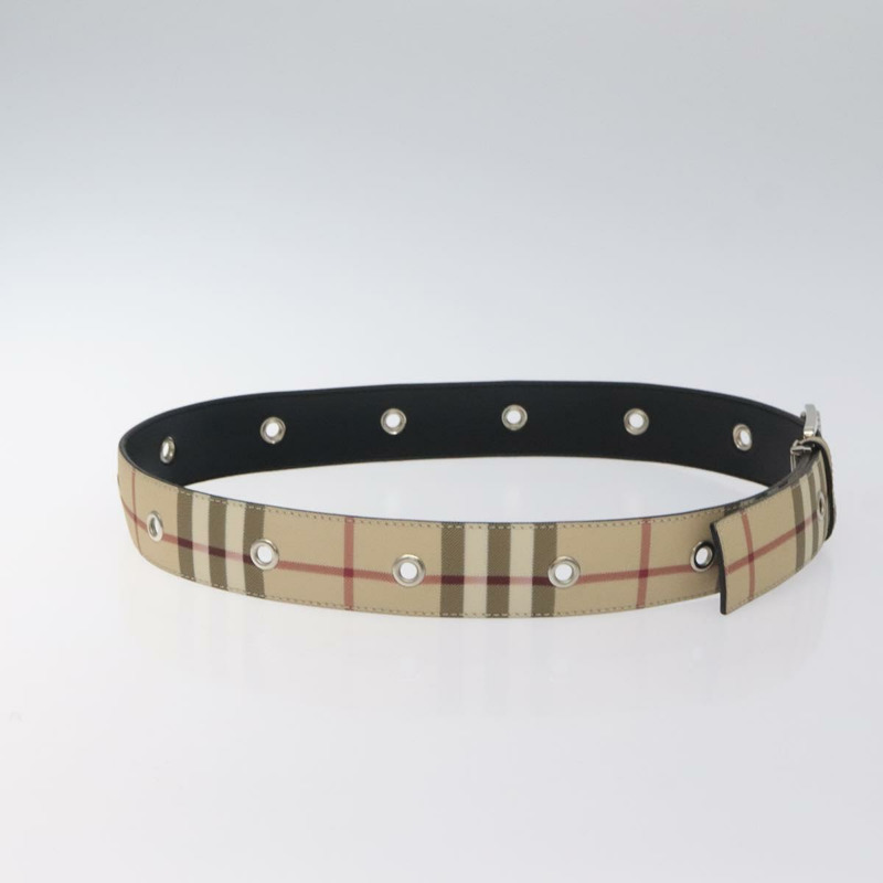 【日本直送】BURBERRY Nova 格紋腰帶 PVC 38.6 吋米色銀色正品 127839V-4