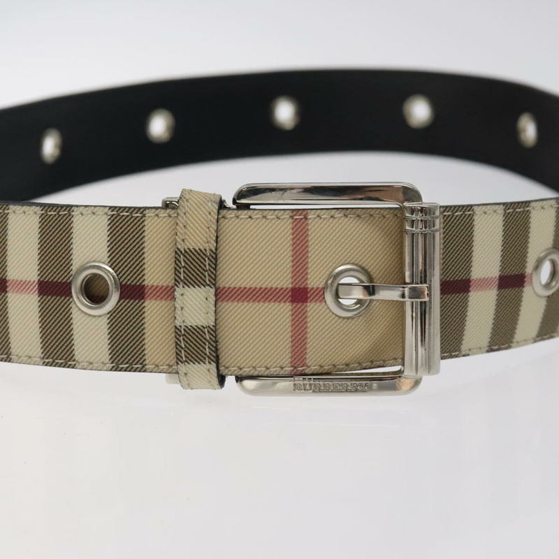 【日本直送】BURBERRY Nova 格紋腰帶 PVC 38.6 吋米色銀色正品 127839V-5