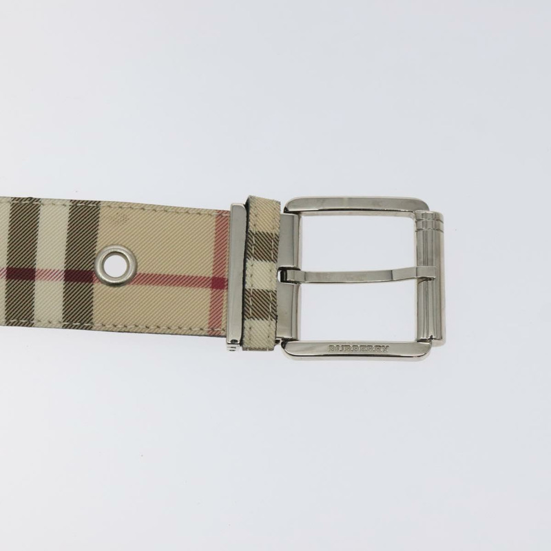 【日本直送】BURBERRY Nova 格紋腰帶 PVC 38.6 吋米色銀色正品 127839V-6