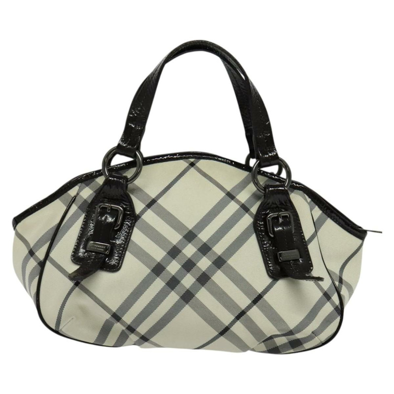 【日本直送】BURBERRY Nova 格紋藍標手提包帆布兩用包白色銀色正品 bs27158-2