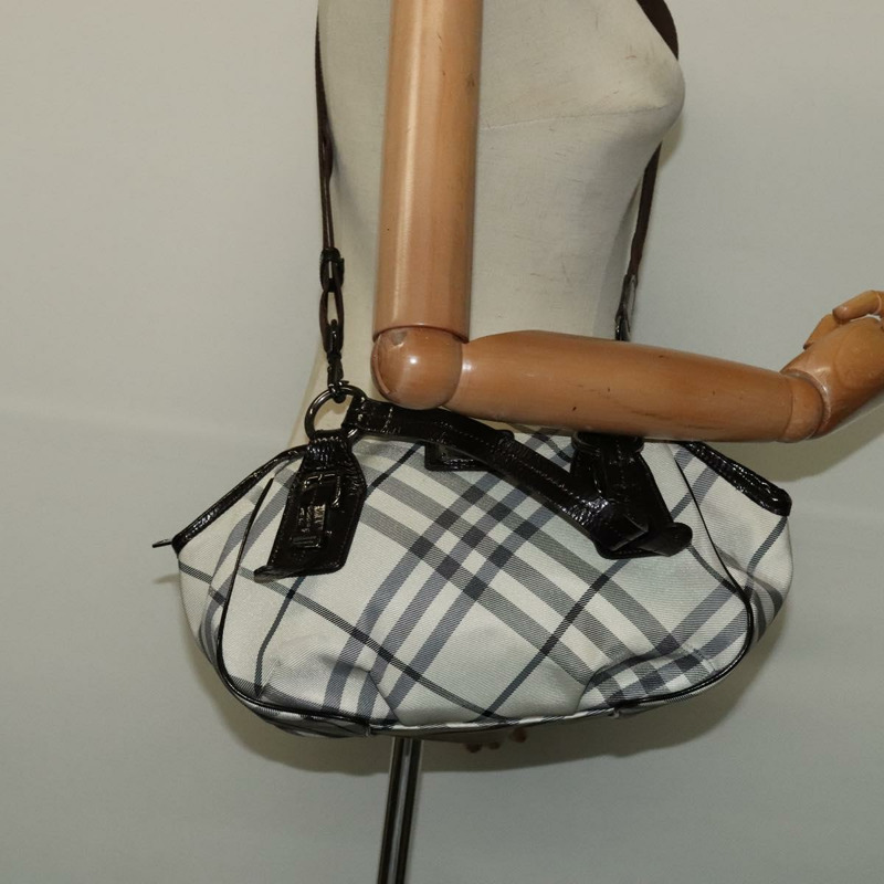 【日本直送】BURBERRY Nova 格紋藍標手提包帆布兩用包白色銀色正品 bs27158-20