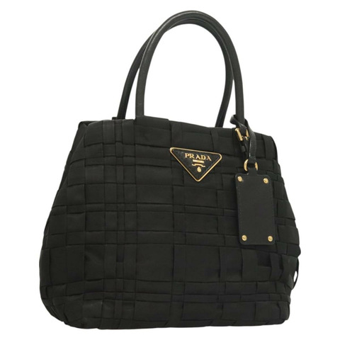PRADA 手提包 尼龍 黑色 銀色 正品 130040V