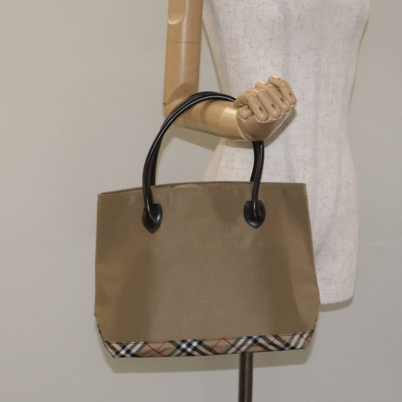 【日本直送】BURBERRY Nova 格紋藍標手提包尼龍米色銀色正品 ti3241-18
