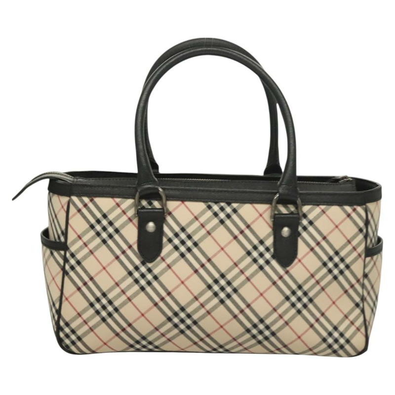 【日本直送】BURBERRY Nova 格紋手提包 帆布皮革 米色 正品 131010-2
