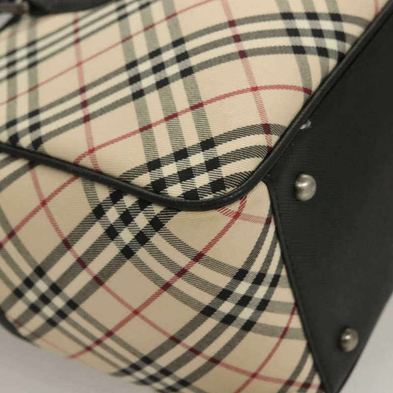 【日本直送】BURBERRY Nova 格紋手提包 帆布皮革 米色 正品 131010-9