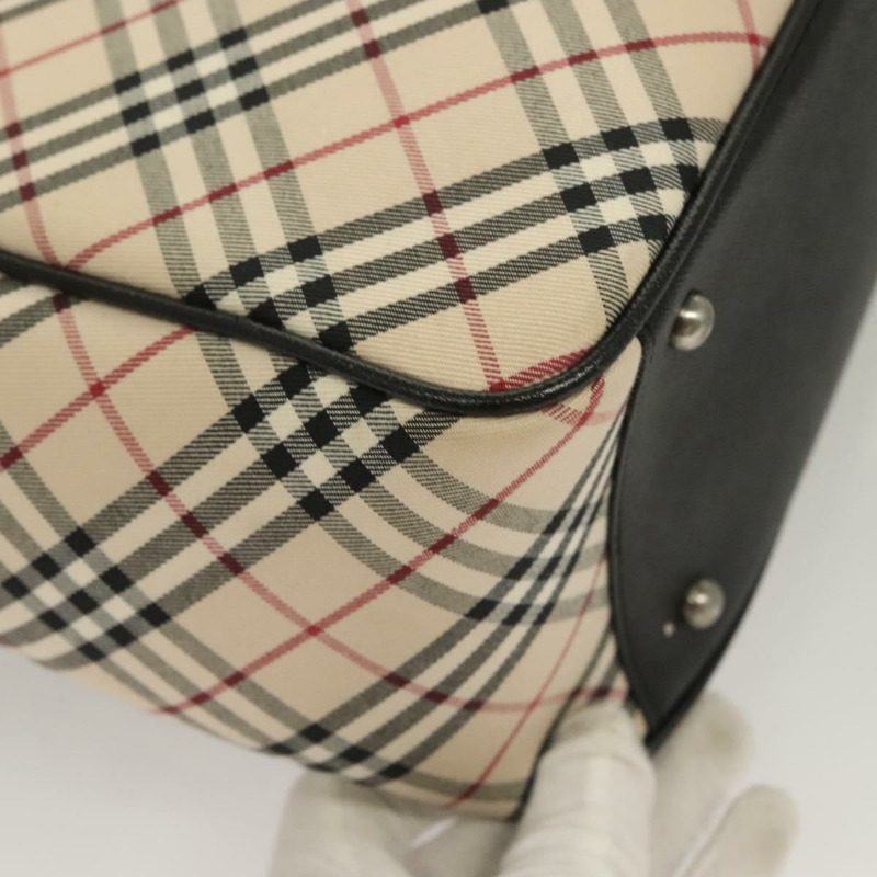 【日本直送】BURBERRY Nova 格紋手提包 帆布皮革 米色 正品 131010-11