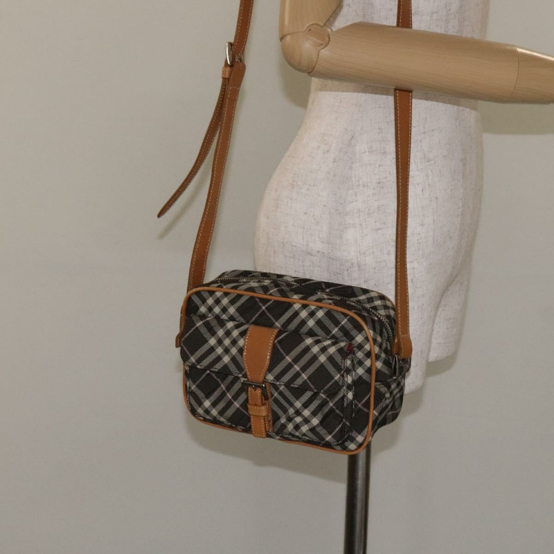 【日本直送】BURBERRY Nova 格紋藍標單肩包尼龍棕色銀色正品 131124-22