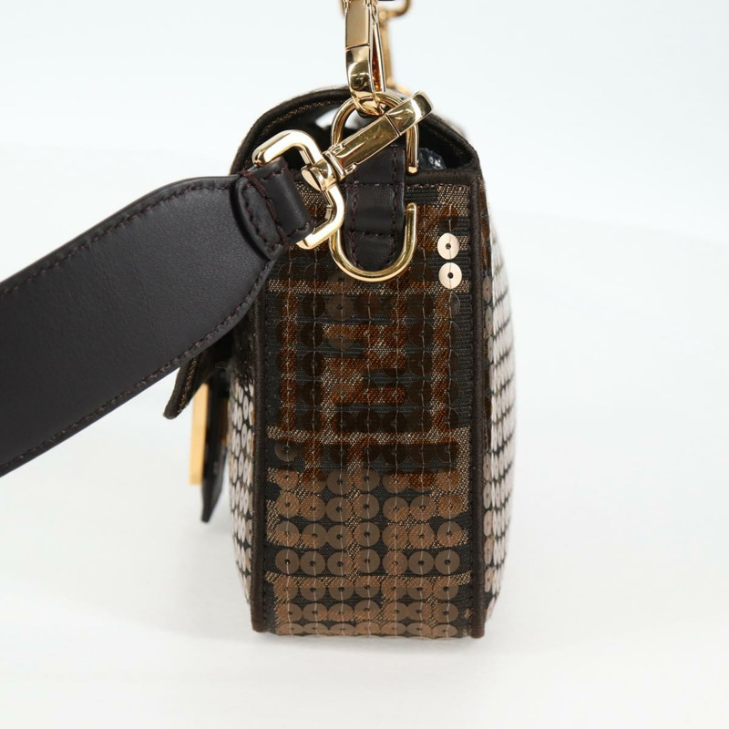 【日本直送】FENDI Zucca 帆布 Mamma 水桶包 單肩包 亮片 2 款可選 棕金色 正品 138993A-3