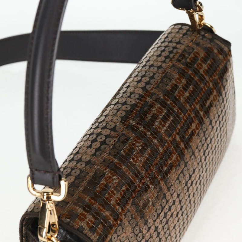 【日本直送】FENDI Zucca 帆布 Mamma 水桶包 單肩包 亮片 2 款可選 棕金色 正品 138993A-5