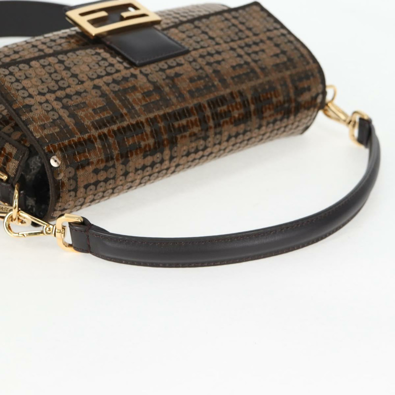 【日本直送】FENDI Zucca 帆布 Mamma 水桶包 單肩包 亮片 2 款可選 棕金色 正品 138993A-6