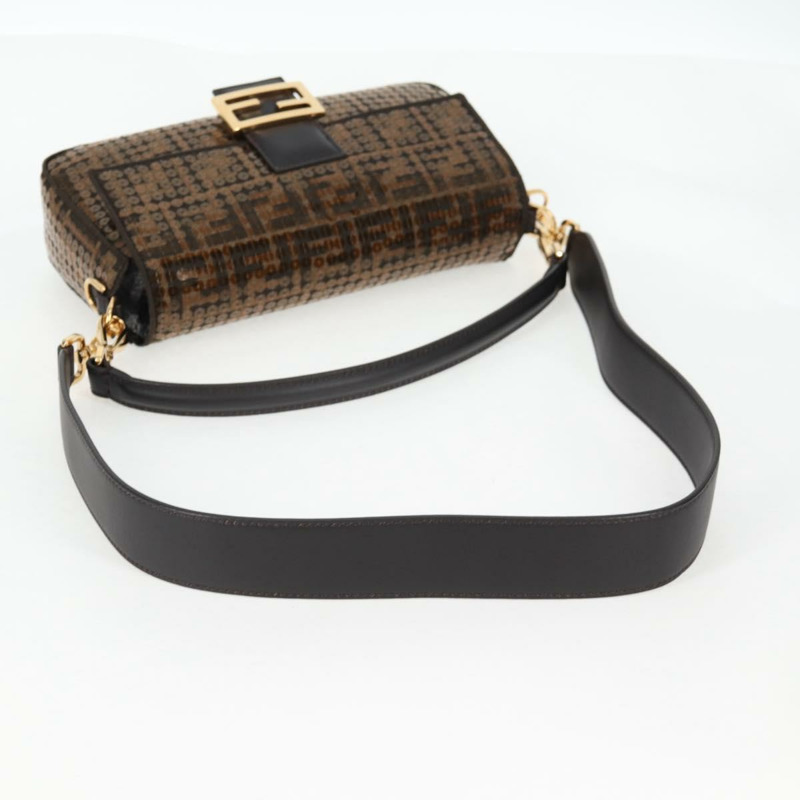 【日本直送】FENDI Zucca 帆布 Mamma 水桶包 單肩包 亮片 2 款可選 棕金色 正品 138993A-8