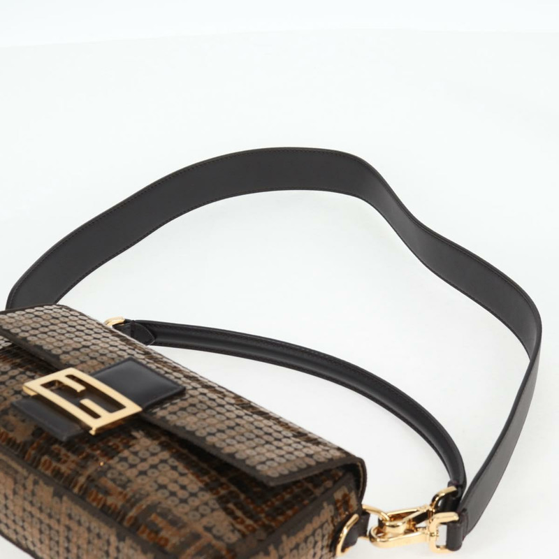 【日本直送】FENDI Zucca 帆布 Mamma 水桶包 單肩包 亮片 2 款可選 棕金色 正品 138993A-9