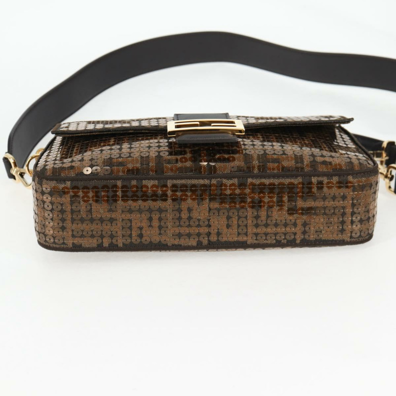【日本直送】FENDI Zucca 帆布 Mamma 水桶包 單肩包 亮片 2 款可選 棕金色 正品 138993A-10