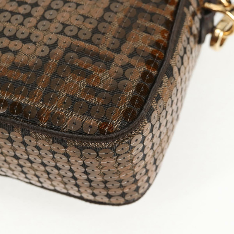 【日本直送】FENDI Zucca 帆布 Mamma 水桶包 單肩包 亮片 2 款可選 棕金色 正品 138993A-14