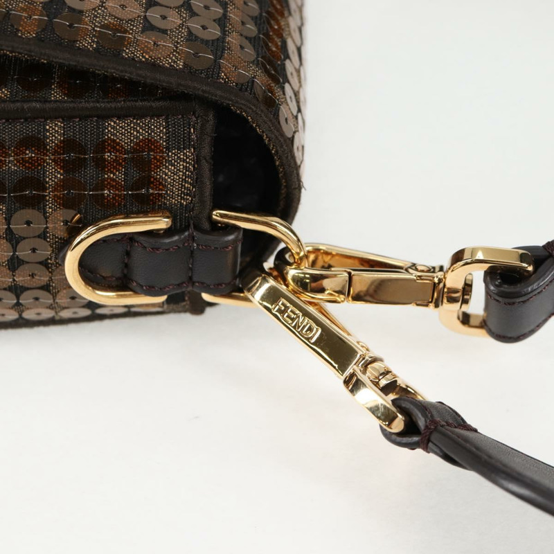 【日本直送】FENDI Zucca 帆布 Mamma 水桶包 單肩包 亮片 2 款可選 棕金色 正品 138993A-15