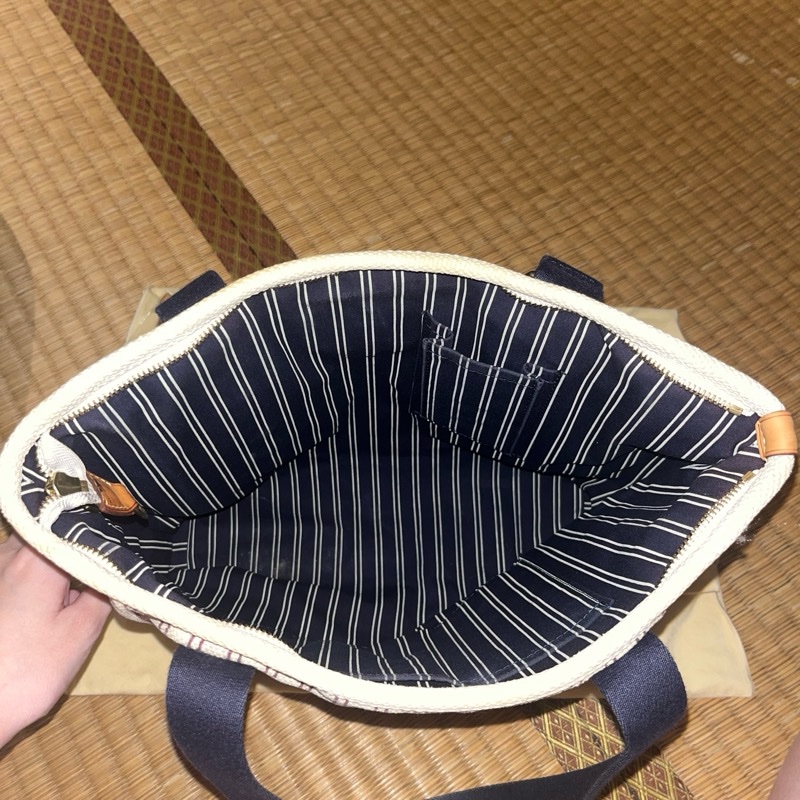 Louis Vuitton Antigua Cabas MM Tote Hand Bag Navy Stripe-3