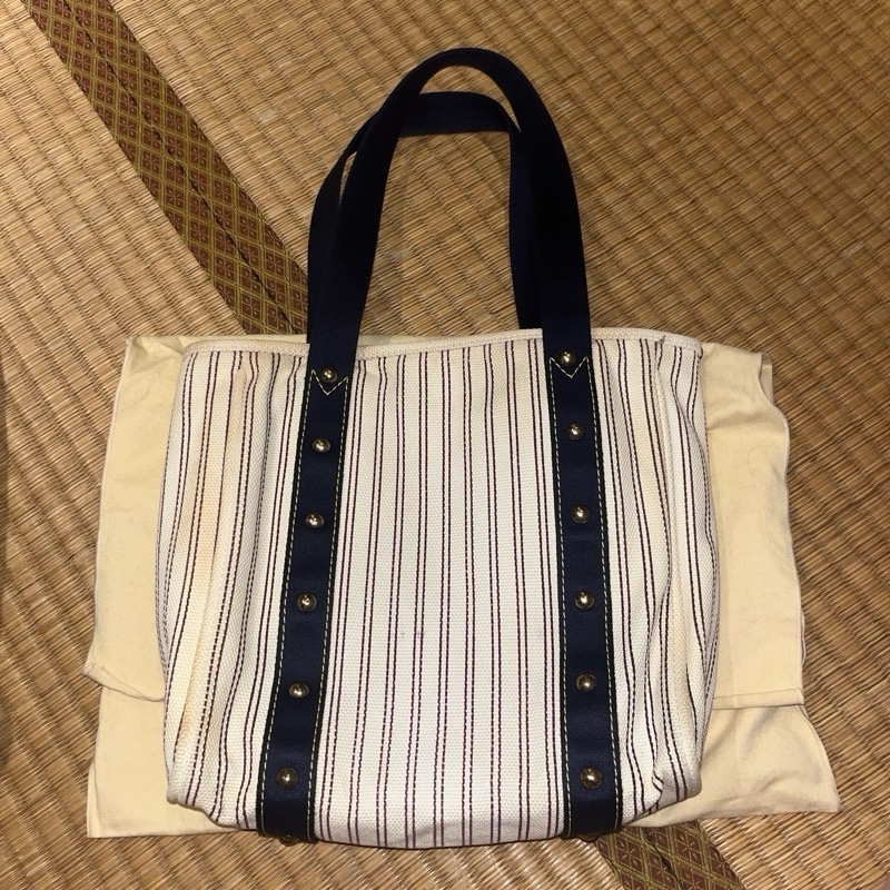 Louis Vuitton Antigua Cabas MM Tote Hand Bag Navy Stripe-9